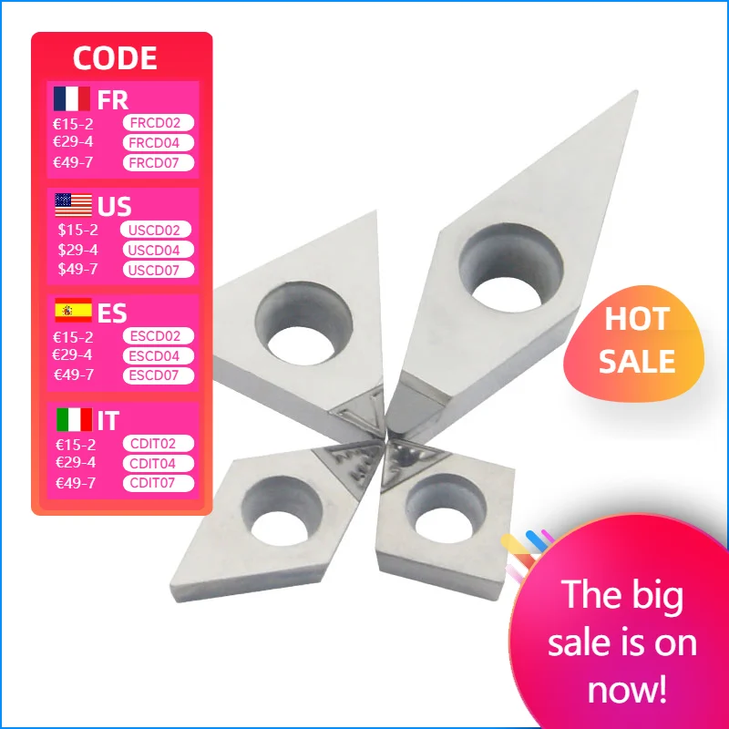 

PCD Chipping/экструзионная вставка iamond CCGT DCGT TCGT VBGT Одностороннее лезвие с ЧПУ Токарное лезвие для токарного инструмента с ЧПУ Инструмент для использования токарного станка