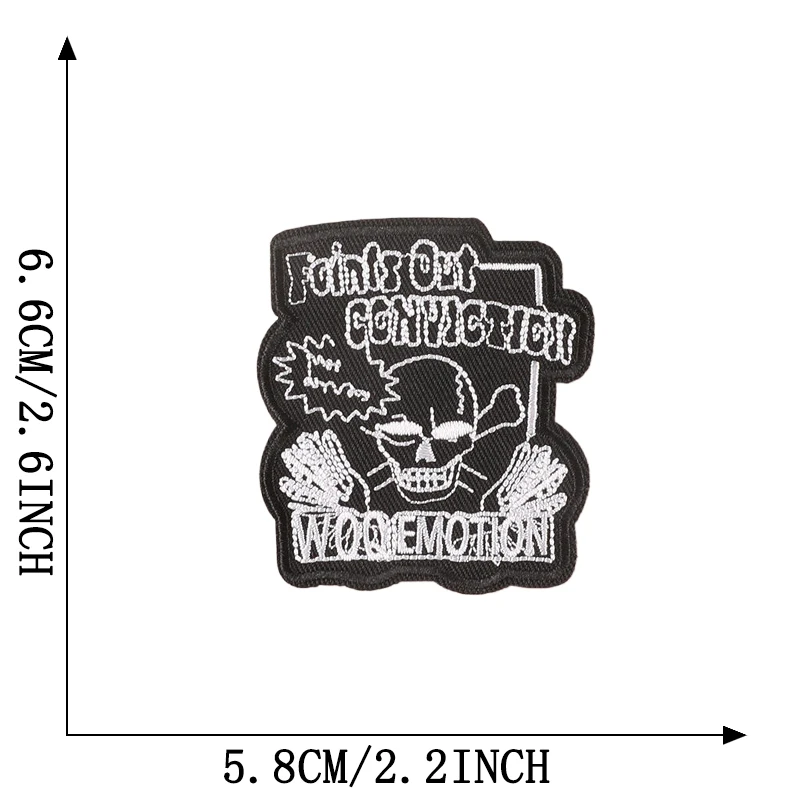 Schwarz-weißer Totenkopf zum Aufbügeln, Rock für Kleidung, bestickt, Mochila-Hut, zum Aufnähen, Patches, Punk-Stoff, Diy, Nas Vendki, Jacken-Aufkleber – Detail 16