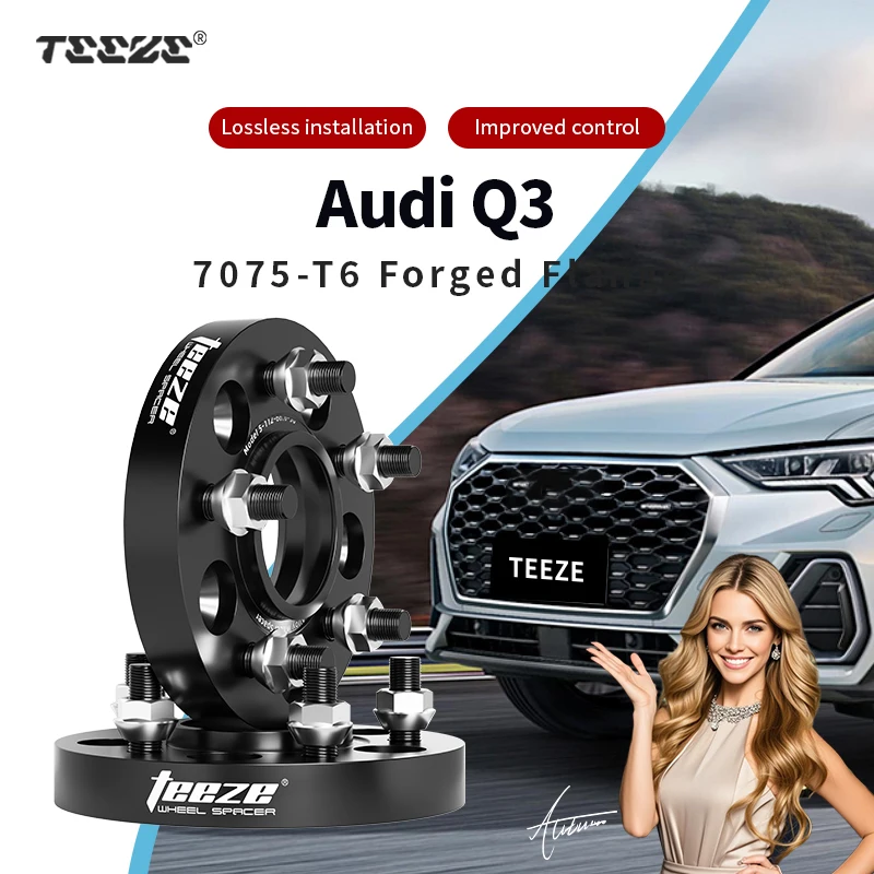 

Teeze 2/4pcs 5x112 57.1 M14 x 1.5 Hub Centric Black Forged wheel spacer For Audi Q3 Flange Plate 15/20/25/30/35mm