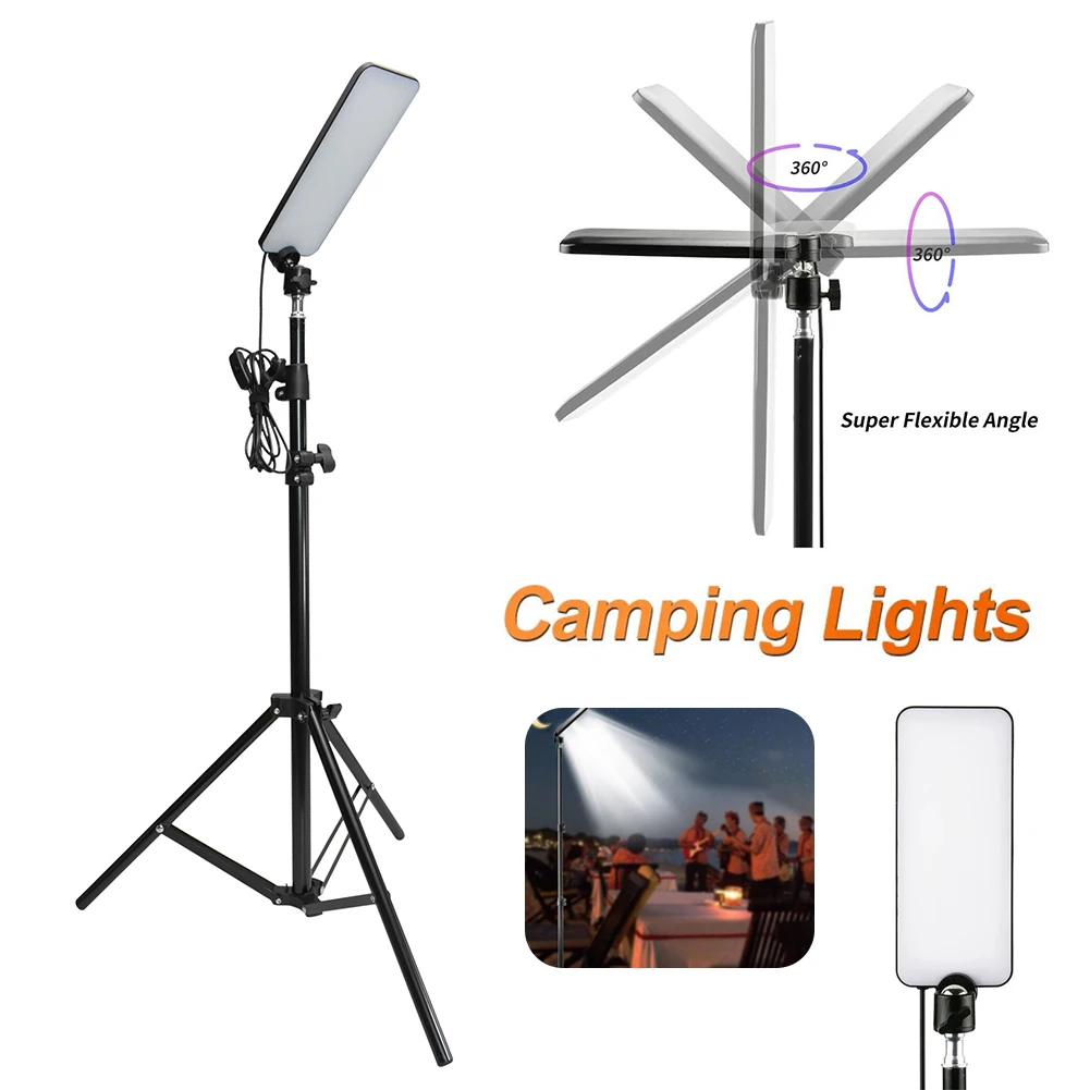 

Portable Camping Light LED Selfie Light Lamp Photography Light with Tripod Stand for Outdoor Picnic Barbecue Adjustable Telescop