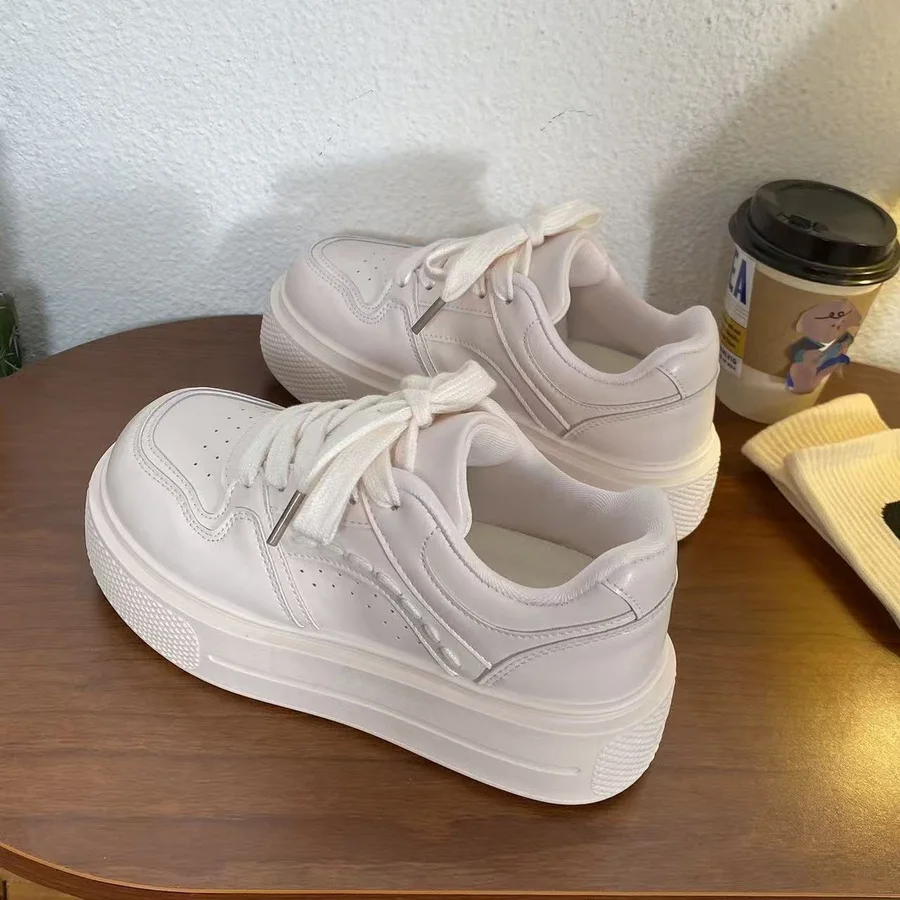 Niedliche Katzenpfoten-Absatz-Print-Plateau-Skate-Sneaker für Damen, blaue Kunstleder-Schnürschuhe, lässige, einfarbige Board-Schuhe für Teenager. – Detail 17