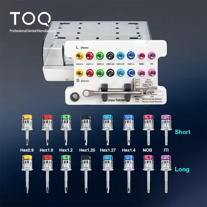 치과 범용 임플란트 토크 렌치 스크루드라이버 렌치, 다채로운 토크 렌치, 래칫 보철 키트, 치과 장비
