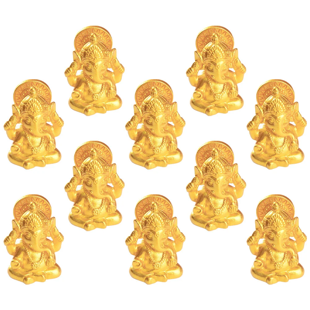 10 قطعة المشهد المصغر ل معبد غانيشا ديكور الجنية حديقة تمثال سيارة Pooja عناصر تمثال الراتنج Ganpati المعبود بوذا