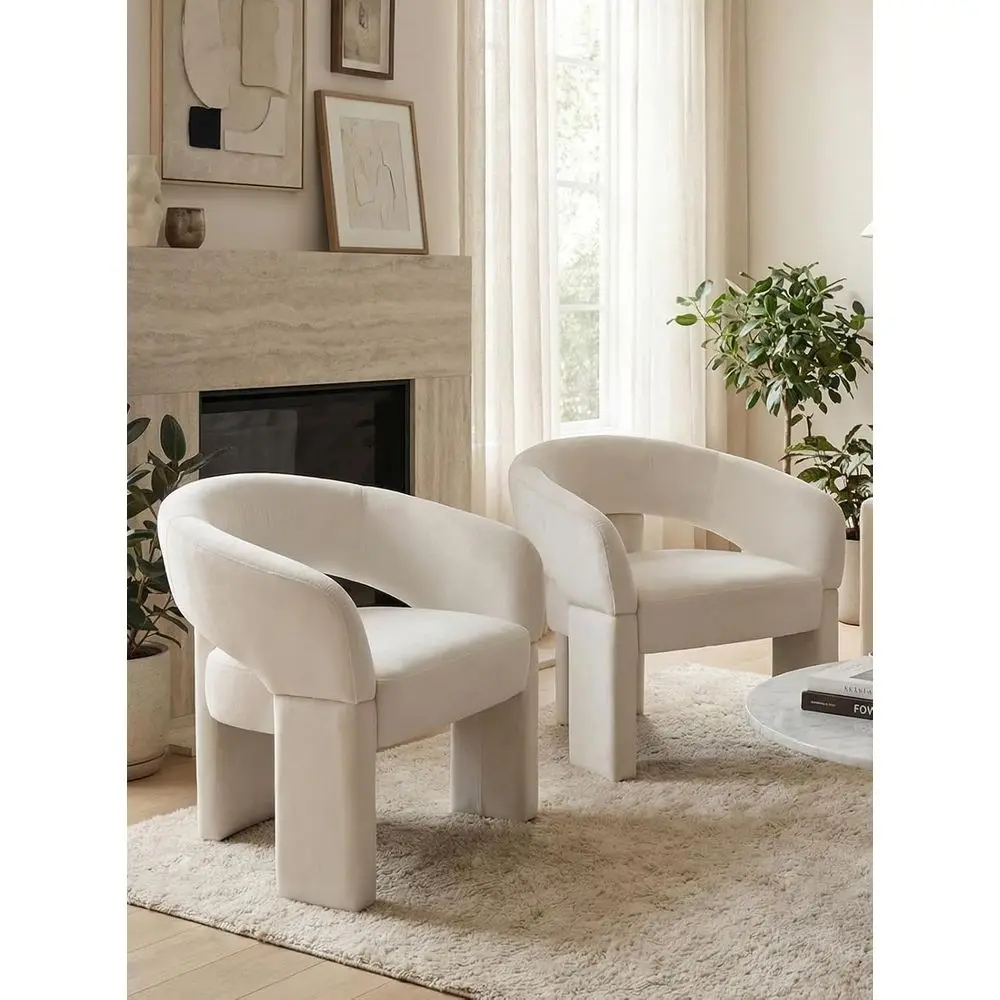 

Round Barrel Back Upholstered Accent Chairs Set of 2 - Comfortable Lounge Chairs for Living Room, Bedroom, Office, Waiting Rooms