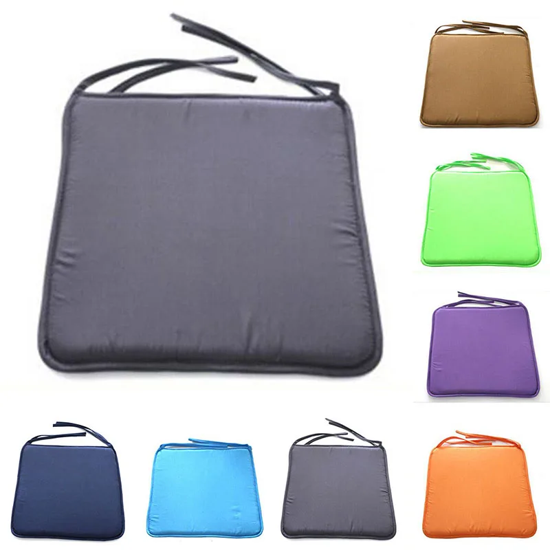 New Solid Color Square Chair Cushion With Drawstring Sofa Throw Pillows Cushion Office Garden Kitchen Dining Seat Pad Home Decor