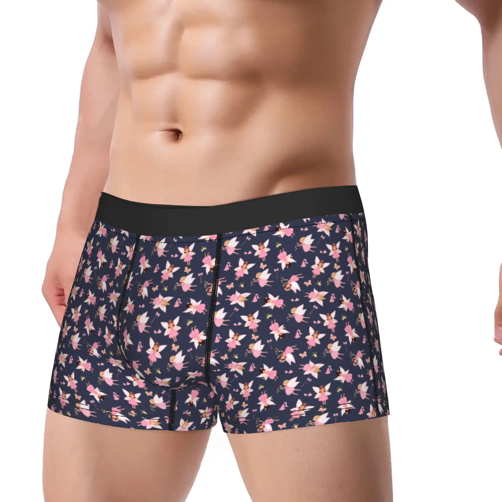 Fairy Flowers Cartoon Underwear  Customs Boxer Shorts Hot Sale Men's Underpants Sexy Soft Boxer Brief Birthday Present