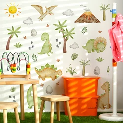 Cartoon Animal Dinosaur Sun Clouds Wall Stickers DIY Kids Room Nursery School Wall Decoration Self-Adhesive Dino Wall Decals