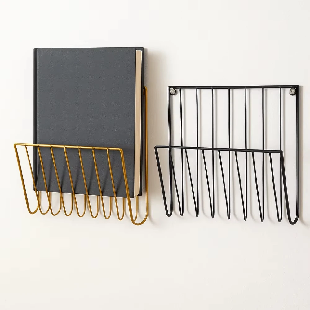 Bücher- und Zeitungsregal, wandmontiertes Aufbewahrungsregal für Zuhause, Schlafzimmer, Arbeitszimmer, Wandregal aus Eisenmaterial, moderner, einfacher Stil, vielseitig einsetzbares Regal