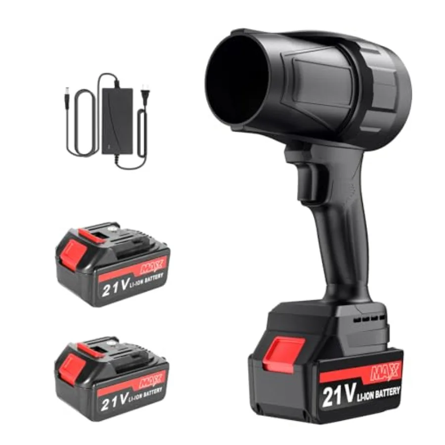 

Аккумуляторная воздуходувка для листьев с батареей и зарядным устройством, мощная ручная воздуходувка с 2 аккумуляторами по 4000 мАч, турбовоздуходувка для сада