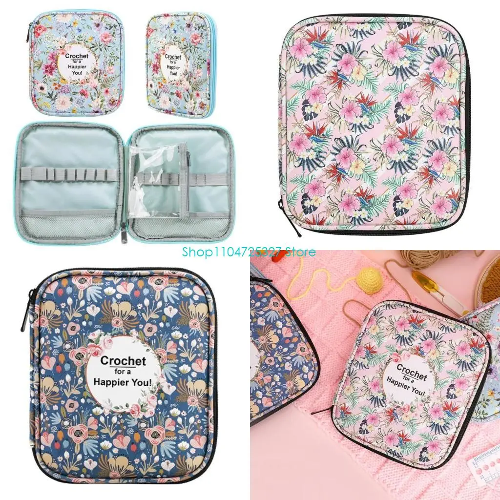 

D8KF Crochet Organizers Bag with Web Pockets for Crochet Knitting Tool, Easy to Carry