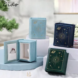 유럽 빈티지 인스 스타일 책 모양 링 박스, PU 가죽 미니 박스, 선물용 링 박스, Boite A Bijoux