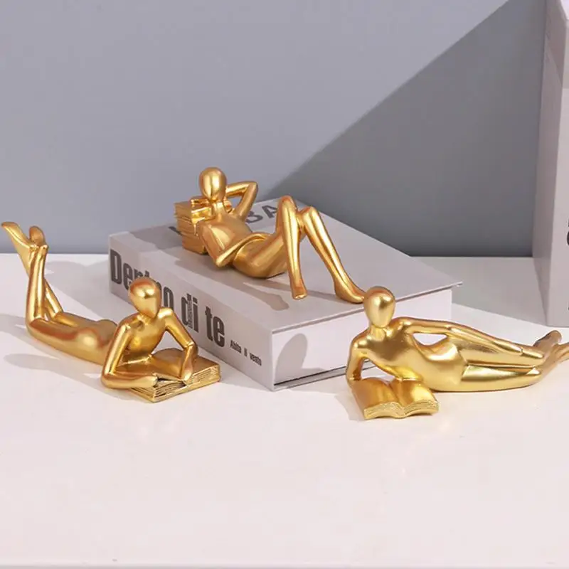 Reading Statues For Home Decor Reading Women Thinker Character Aesthetic Sculpture Home Decor Accents Resin Reader Ornament For