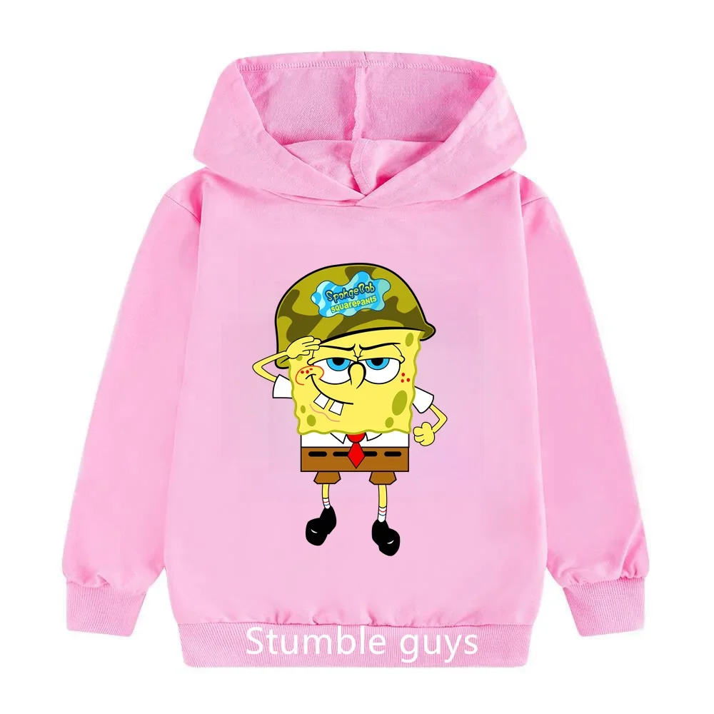 

2024 Cartoon Early Spring Spongebob Cute Sweater Loose Lazy Hoodie Hoodie for Kids Comfy Sweatshirt for Boys and Girls