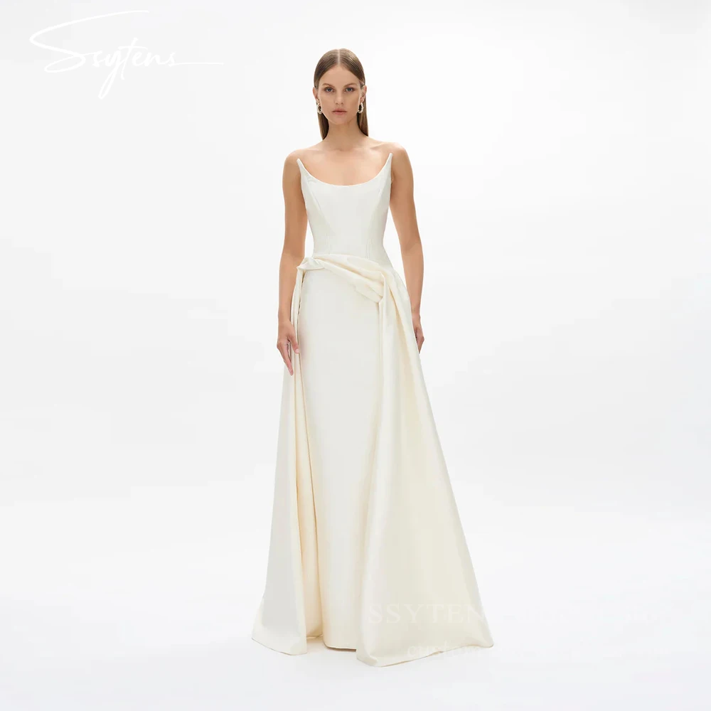 

SSYTENS White Simple Strapless Wedding Dresses Mermaid Floor-length Bride Dress Customized Formal Reception Bridal Evening Dress
