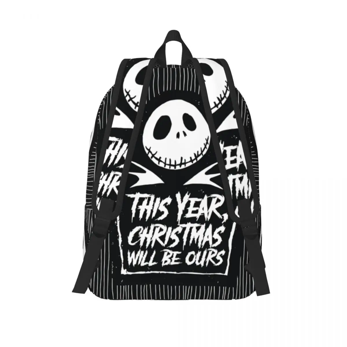 Custom 3D Printing Sally And Jack The Nightmare Before Christmas Canvas Backpack for Christmas Will Be Ours Skull  Bags