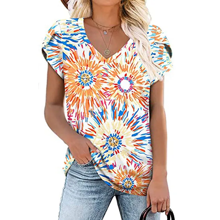 T-shirt ample et décontracté pour femmes, imprimé V-Ne ort-Sved, CleanFit H-Sle, mi-année, hiver, tissu 00% lin, autres matériaux