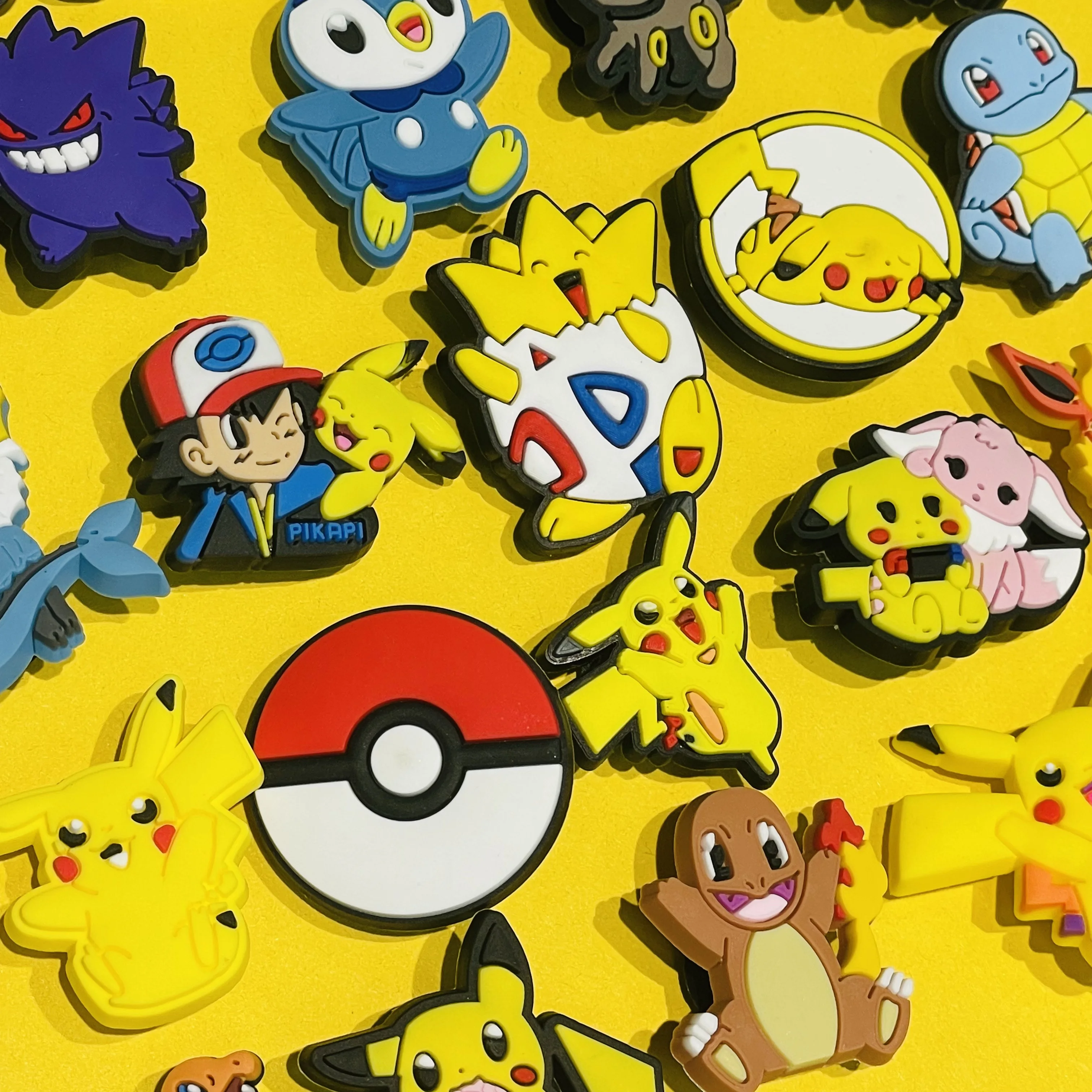 1-41Pcs Poke Ball Pikachu Psyduck Shoes Buckle Decorations PVC Mix Pokemon Character Sandals Charms DIY Kids Bracelet