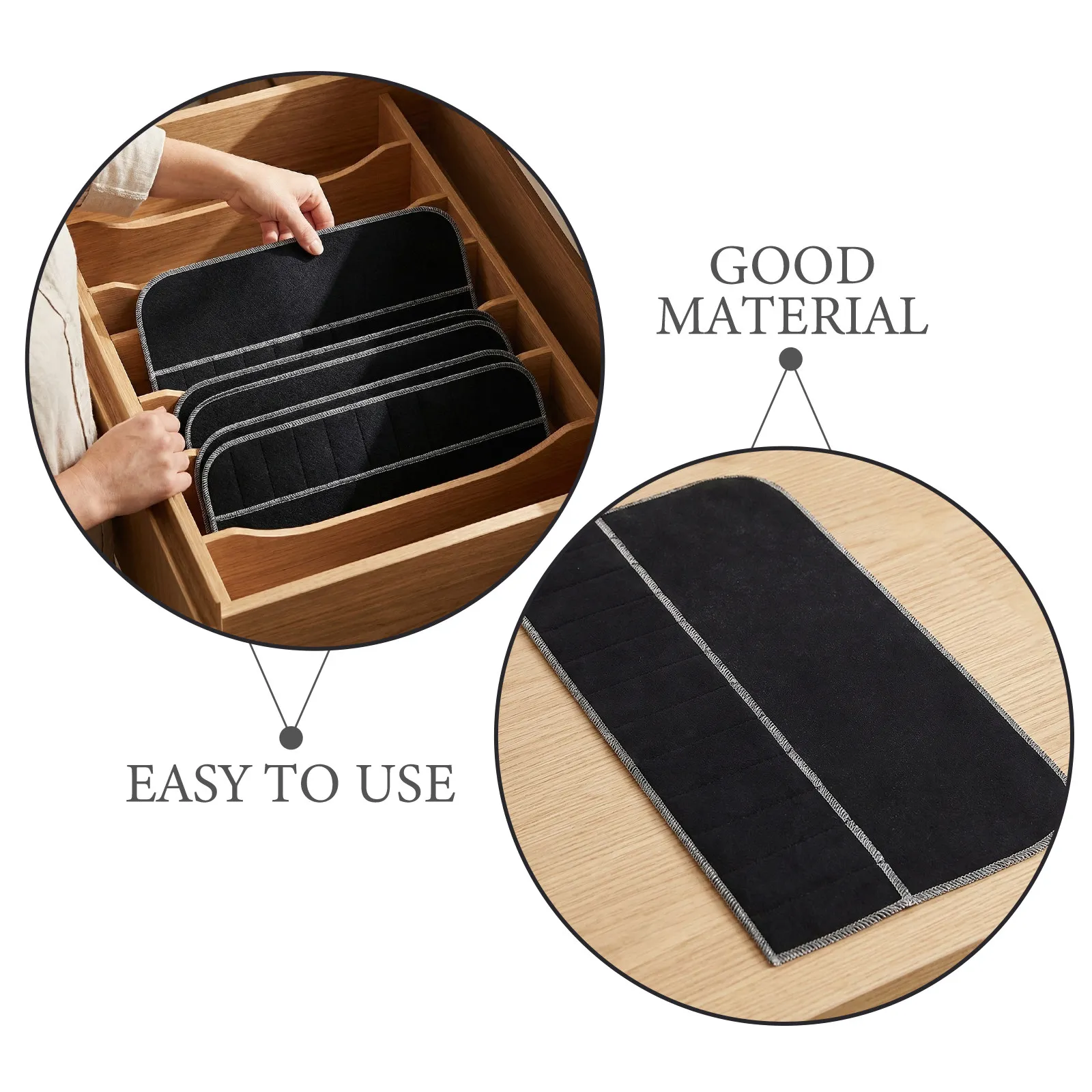 5 Pcs Silverware Protective Bag Cloth Storage Bags Zippered Felt Flatware Organizer Kitchen Cutlery Pouches Anti Tarnish