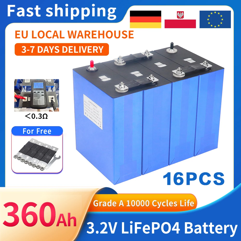 Hoge capaciteit 12V 350Ah 3.2V 360Ah Lifepo4 Lithium IJzer Fosfaat Batterij voor 12V 24V 36V 48V Oplaadbare Cellen Zonneboot
