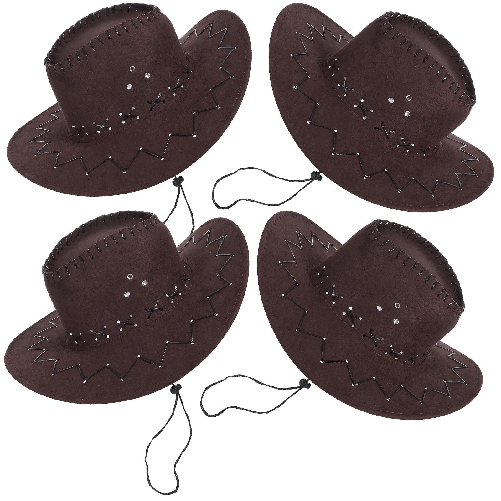 

4pcs Kids Hat Kids Deep Performance Costume Accessory Brown Hats Adjustable Western Party Hats Children