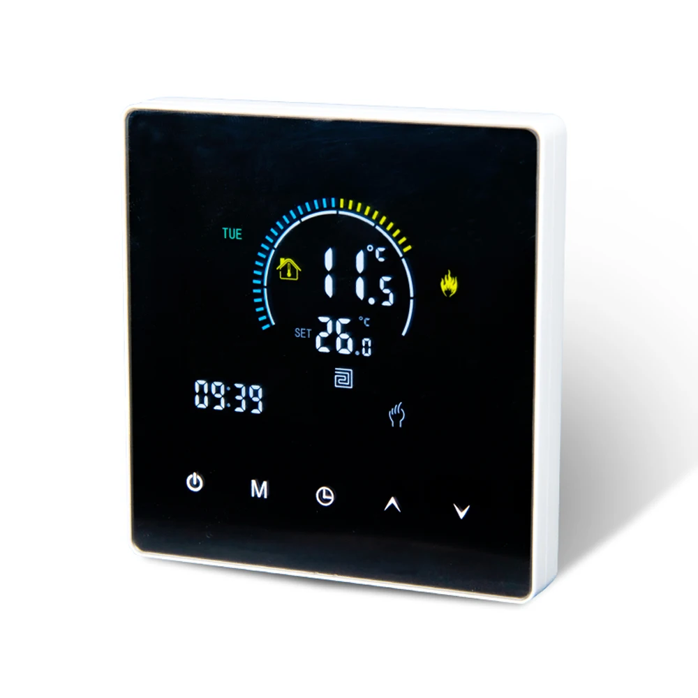 Controlador de temperatura Pantalla táctil LCD Configuración de sincronización de temperatura programable semanal con bloqueo para niños