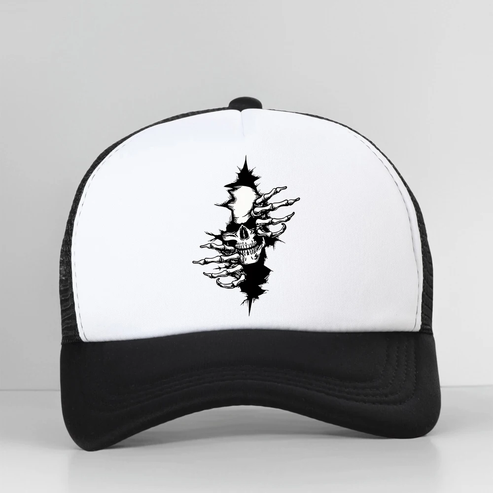 

Funny Horror Characters Skull Force Open from Cracked Baseball Cap Adjustable Sun Hat Fashion Hip Hop Trucker Hat