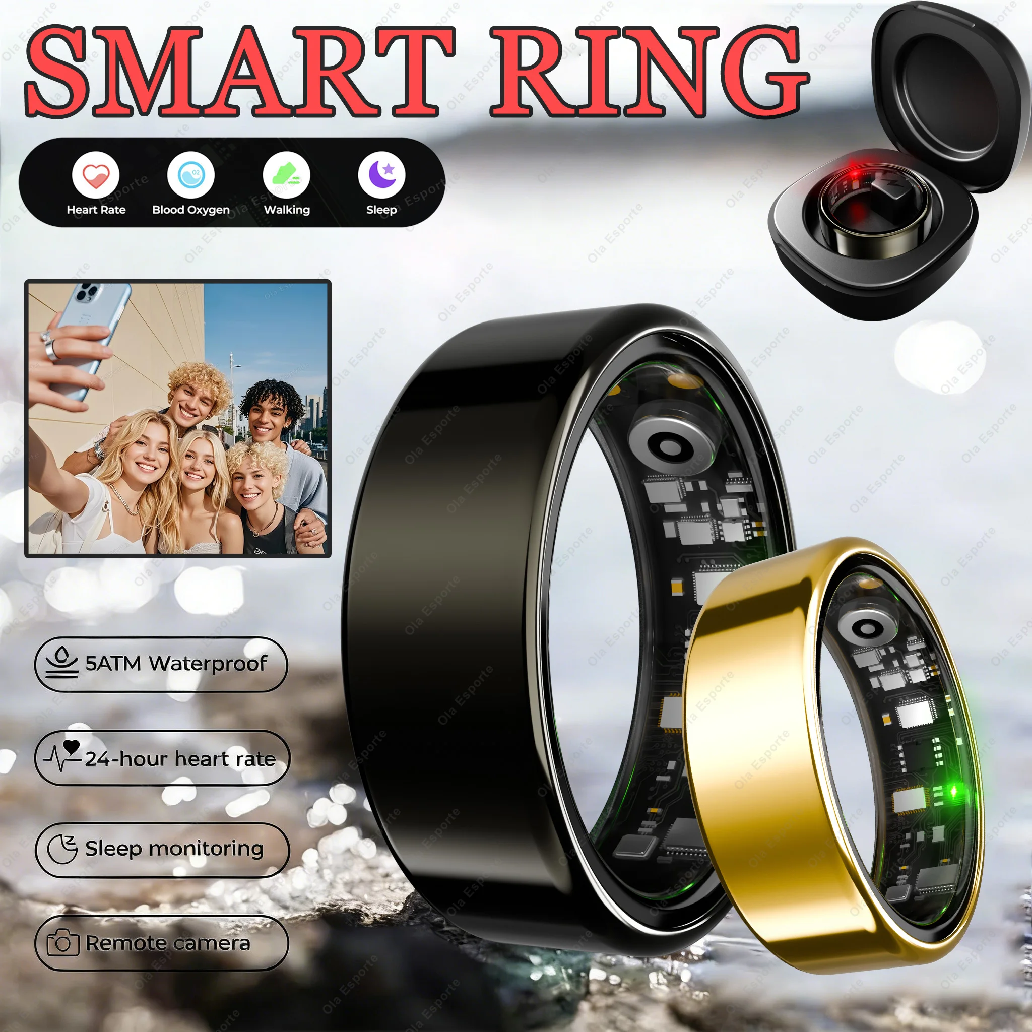 

2026 Smart Ring Men Women Multi-functional Health Monitoring Heart Rate Blood Oxygen Sleep Monitor Step Count Sports Smartring