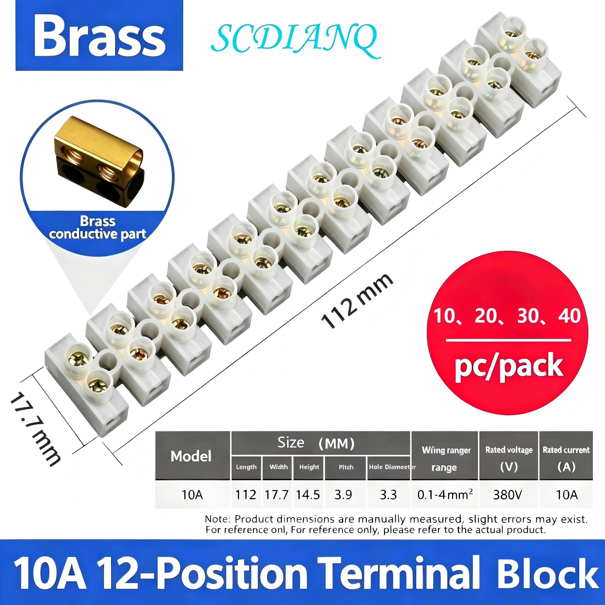 Plastic Terminal Block 12 Position 10A Wire Connector Screw Electric Barrier Strip