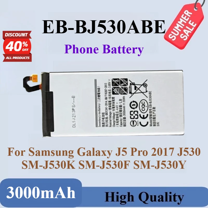 Brand New High Quality EB-BJ530ABE 3.85V 3000mAh Phone Battery For Samsung Galaxy J5 Pro 2017 J530 SM-J530K SM-J530F SM-J530Y
