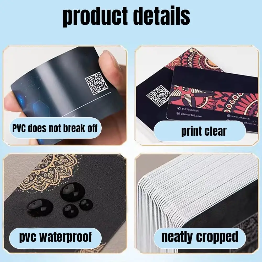 Customized PVC Business Cards  Waterproof Person Office Business Supplies for Small Businesses Visit Card Custom Small Business