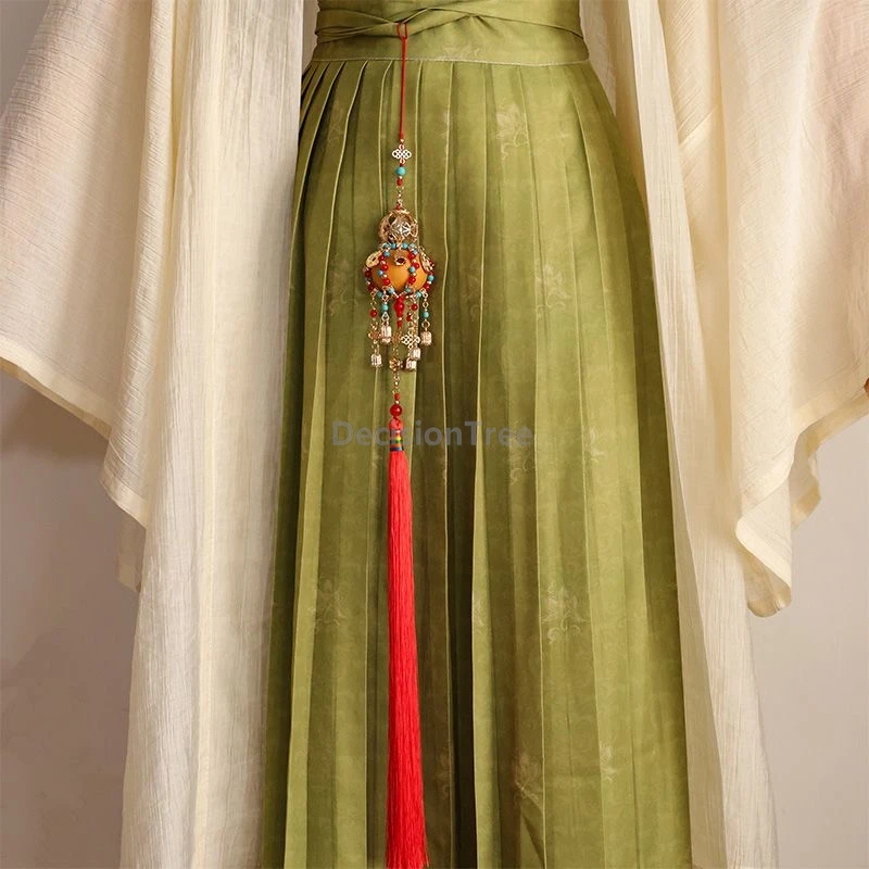 

2025 милый кулон из тыквы в древнем стиле, запрещенный шаг на талии, подвесная красочная цепочка с кисточкой, китайские аксессуары ханьфу