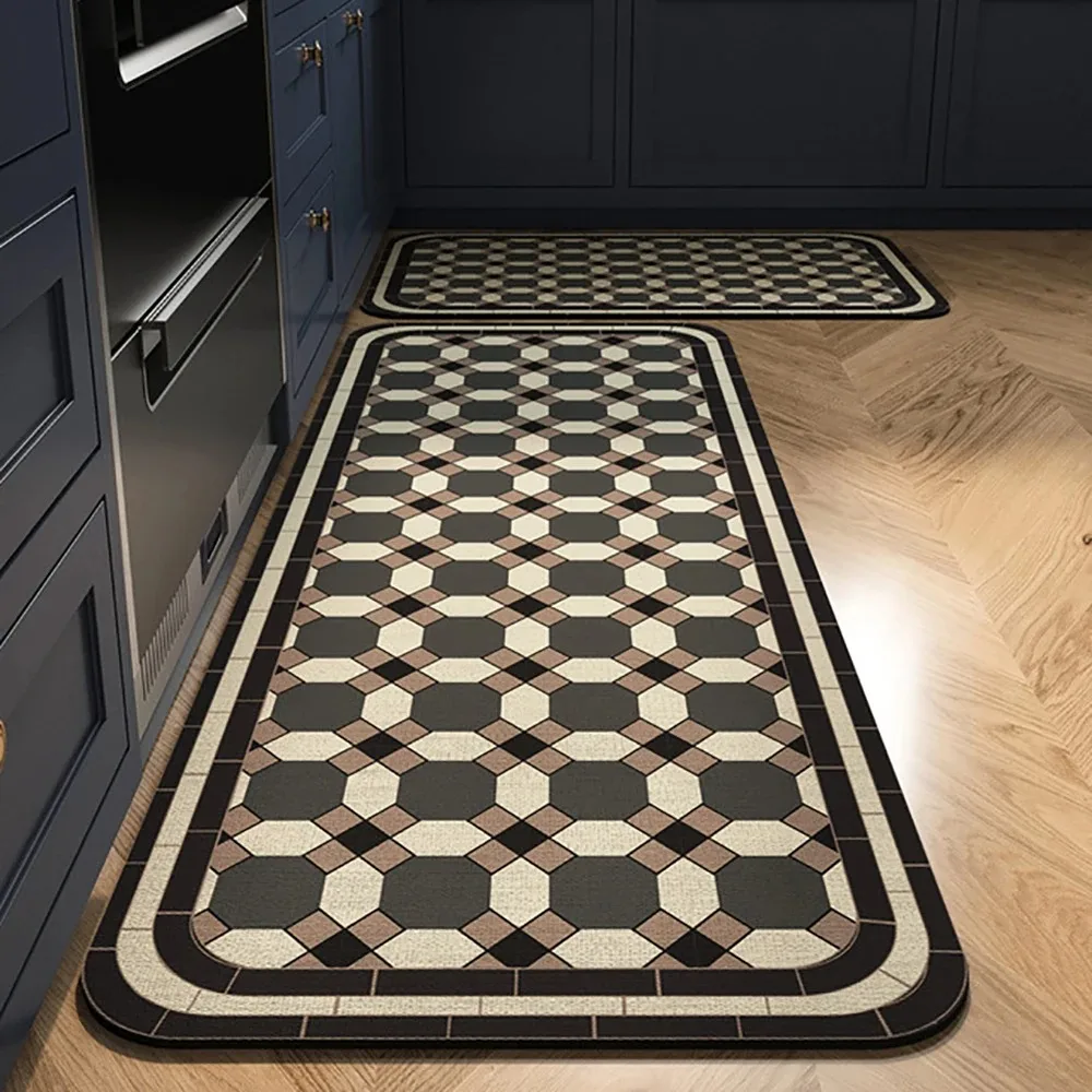 VIKAMA 1/2PCS Kitchen Oil-Resistant Floor Mat Bathroom Absorbent Quick-Drying Carpet Anti-Slip Doormat for Home Decoration