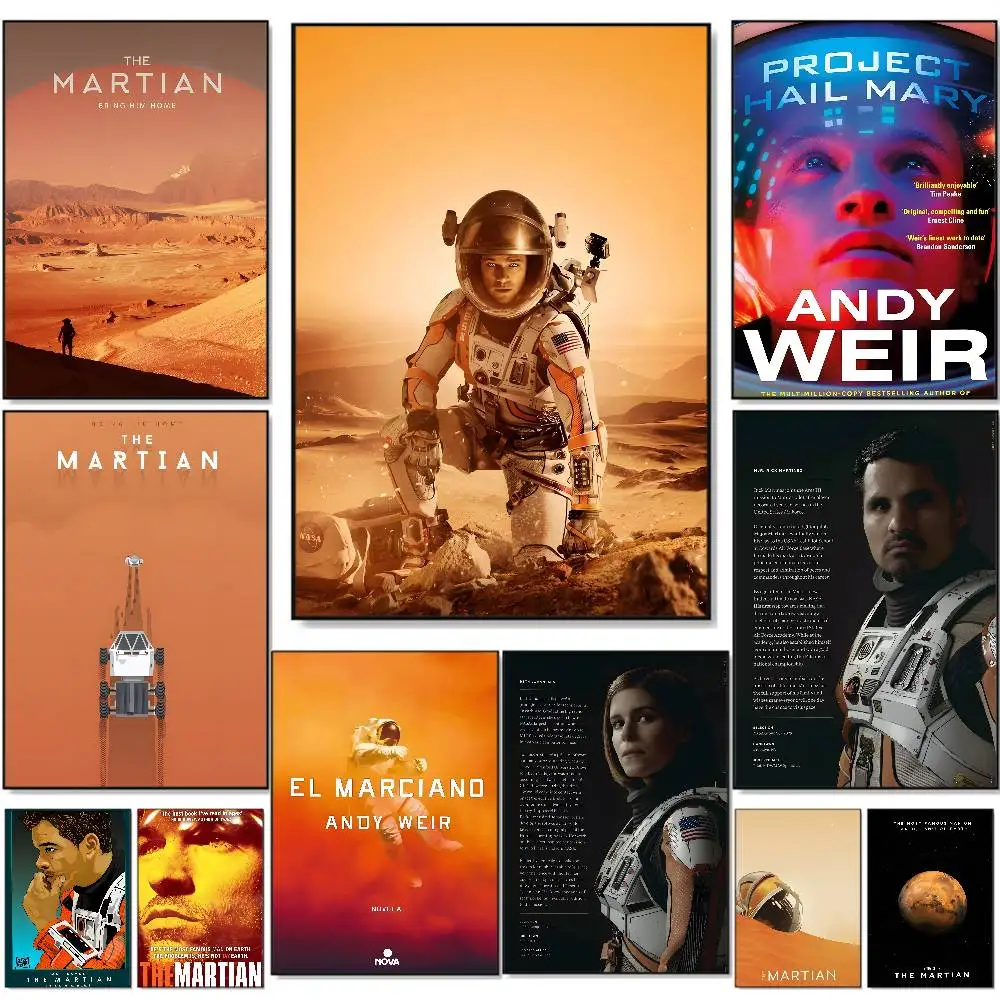 Póster The Martian Andy Weir, carteles autoadhesivos HD impermeables, decoración versátil para hogares, bares, hoteles más