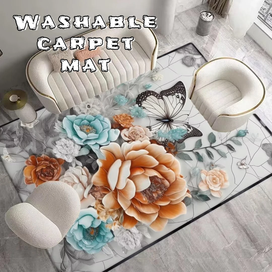 Modern Living Room Carpets 140x200 Large Rug Home Decoration Luxury 3D Printed Flower Bedroom Carpet Washable Mat for Kids Room