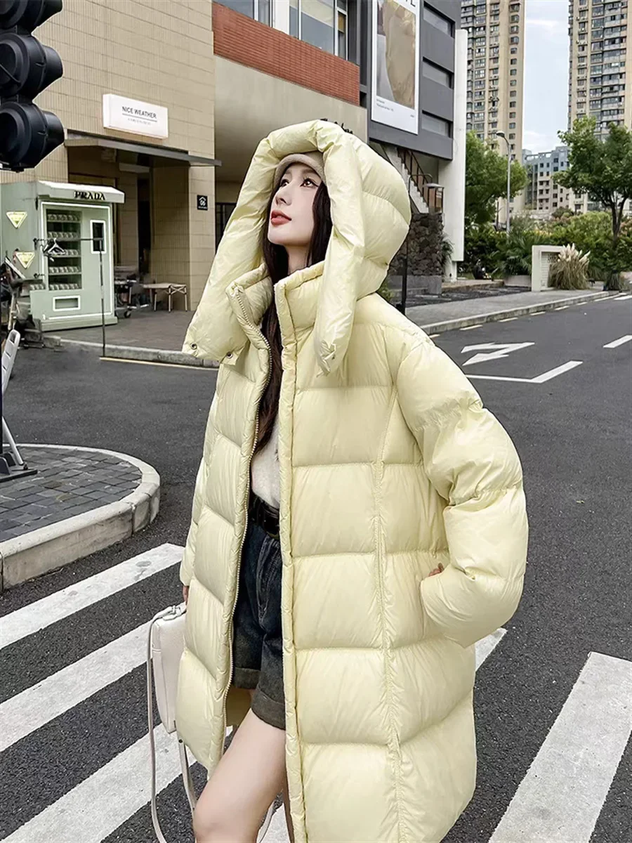2025 moda de invierno nueva chaqueta de plumón para mujer sudadera con capucha cálida para ir al trabajo a prueba de viento plumón de pato blanco Overcomes