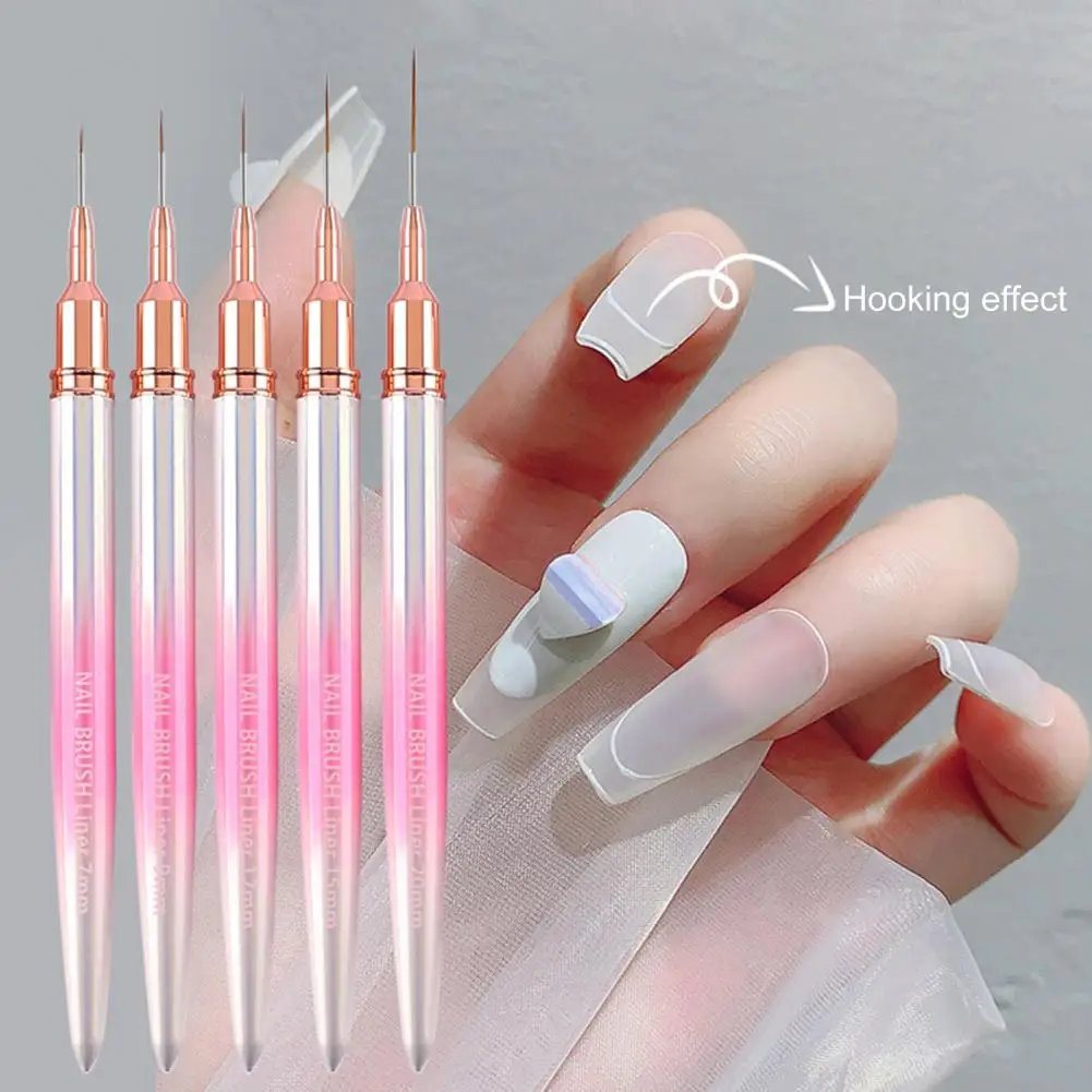 7/9/12/15/20Mm Nagelborstel Professionele Ultra-Dunne Tip Diy Streep Nail Art Liner Borstel Uv Gel Schilderij Pen Manicure Tools