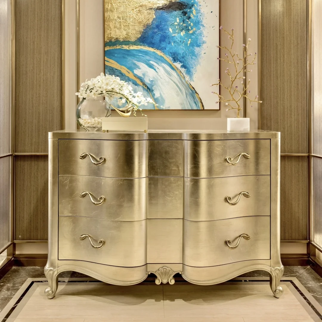 

Modern solid wood chest, simple handmade three-bucket cabinet, dining side cabinet