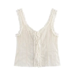 Summer Women Sleeveless Vest Solid Lace Elegant Sexy Vest Fashion Lady Bustier Suspender V-neck Pullover Female Clothes