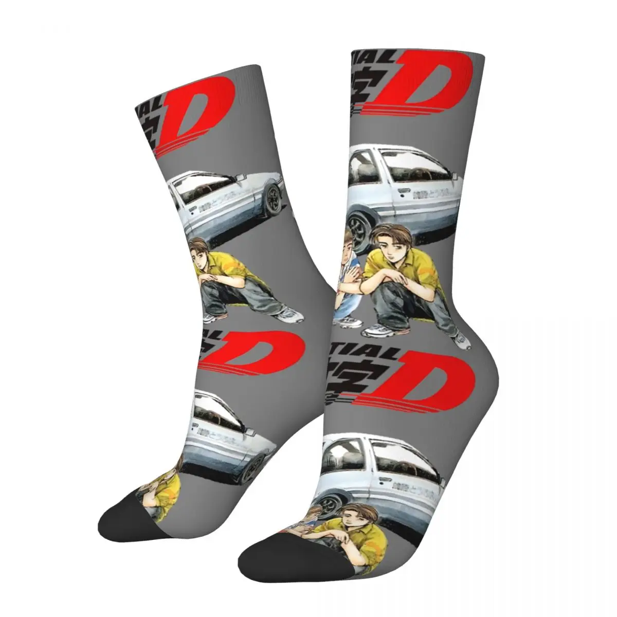 Takumi And Itsuki Men's Socks Retro Harajuku Initial D Street Style Novelty Seamless Crew Sock