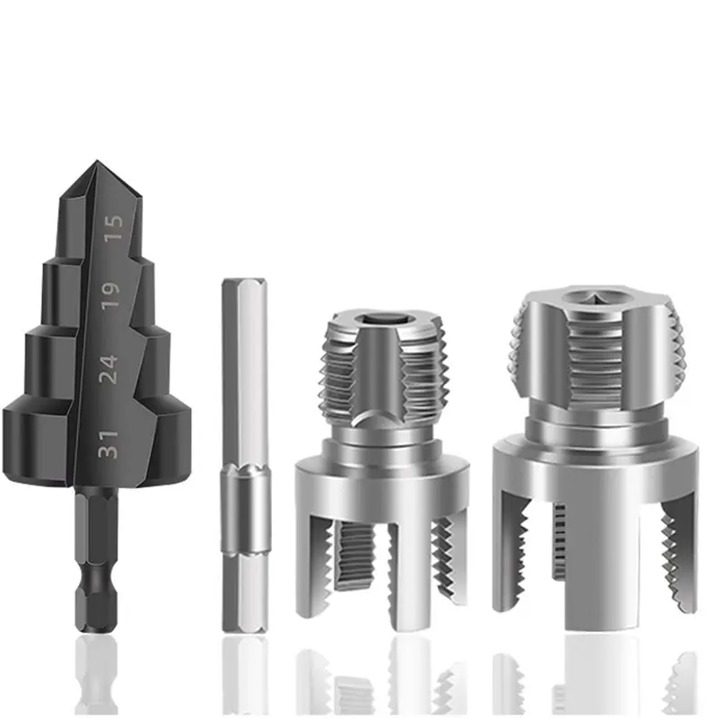 1/2 3/4 PPR/PVC Water Pipe Threader Internal External Threading Triple-Flute Counterbore Drill Bit Plastic Pipe Threader
