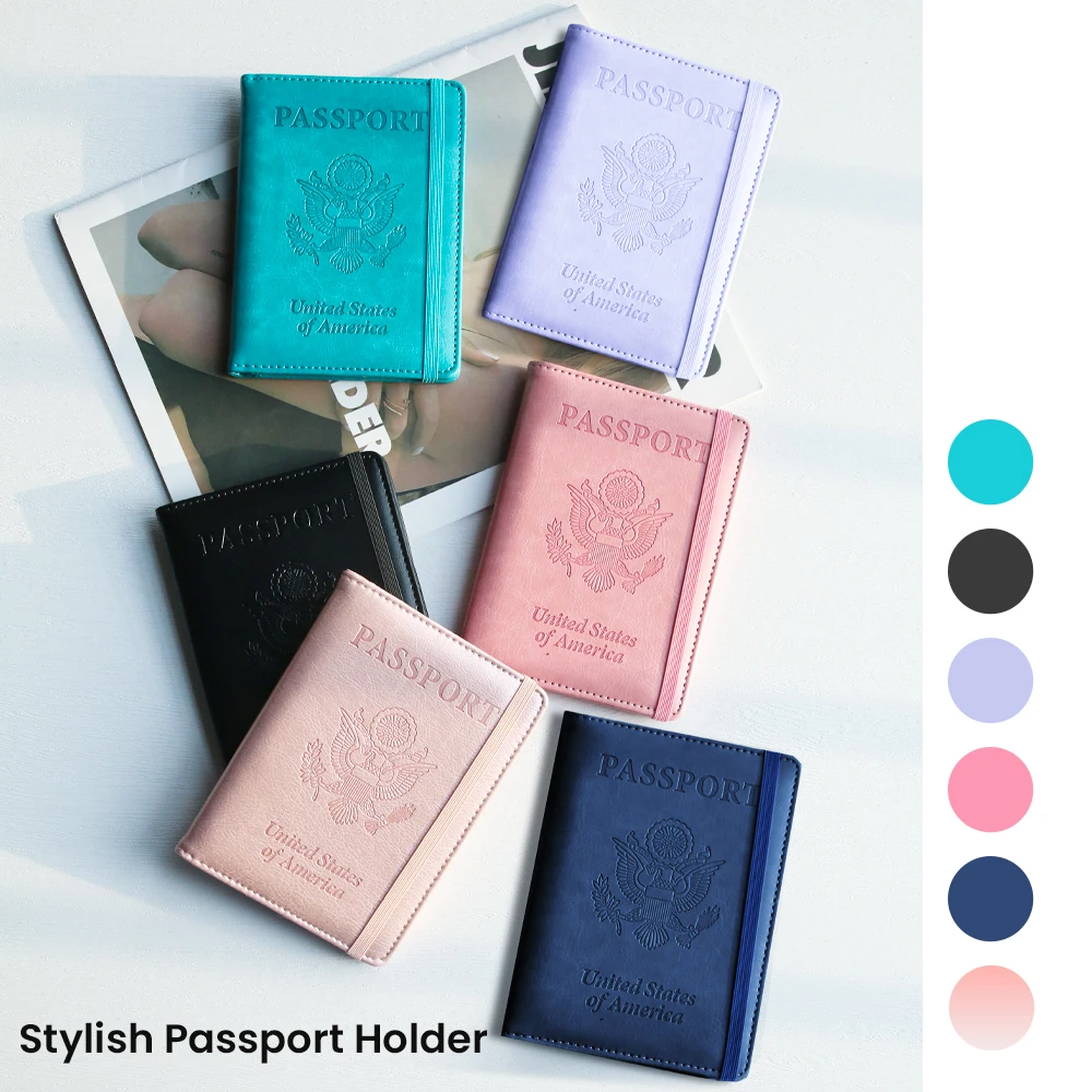 RFID-Safe PU Leather Passport Holder for Men Women Ideal for Secure Stylish for USA Durable Travel Wallet Document Organizer