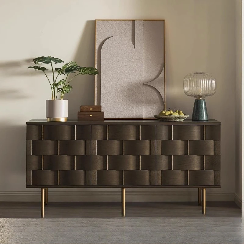 Nordic retro dining side cabinet light luxury high sense home medieval entrance cabinet designer living room locker tea cabinet