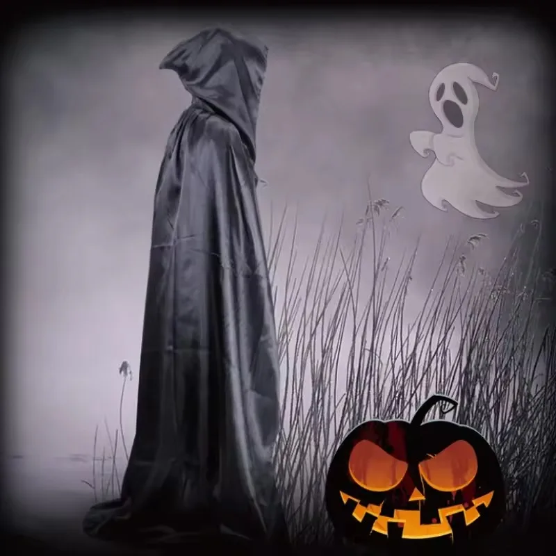 

Christmas Velvet Halloween Grim Reaper Cloak Long Hooded Cape Unisex for Devil Witch Wizard Cosplay Death Cloak Party Costumes