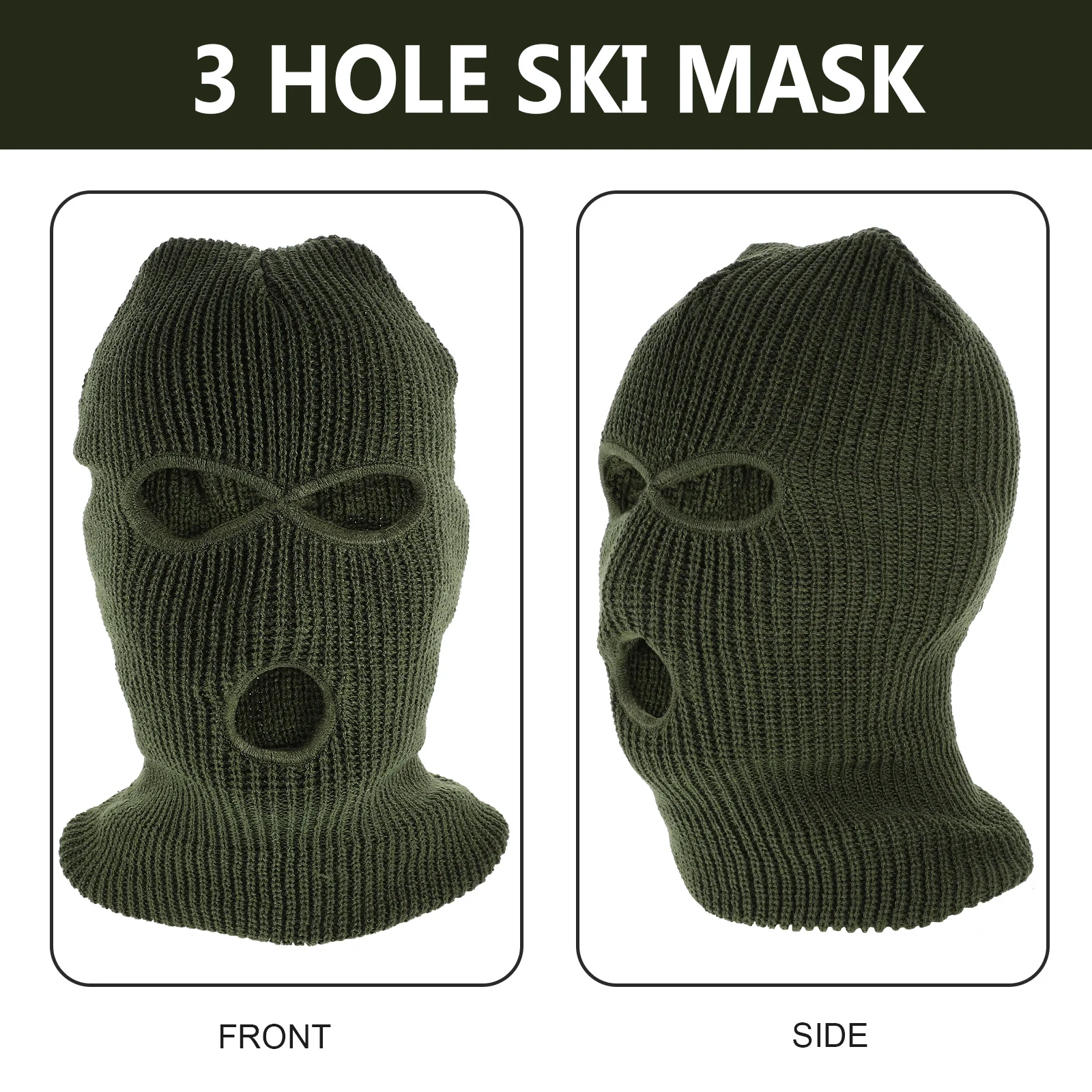3 حفرة قناع للتزلج الدافئ محبوك غطاء الوجه الكامل للرياضات الشتوية في الهواء الطلق التزلج ركوب الدراجات قناع للتزلج 3-Hole غطاء الوجه الكامل #2