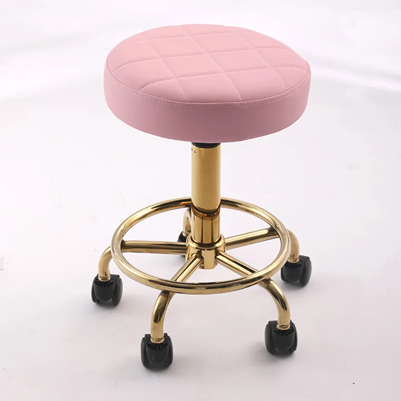 Pink Gold Lightweight Technician Stool Comfortable Small Salon Stool for Beauty Bed for Office School Living Room Spa Use