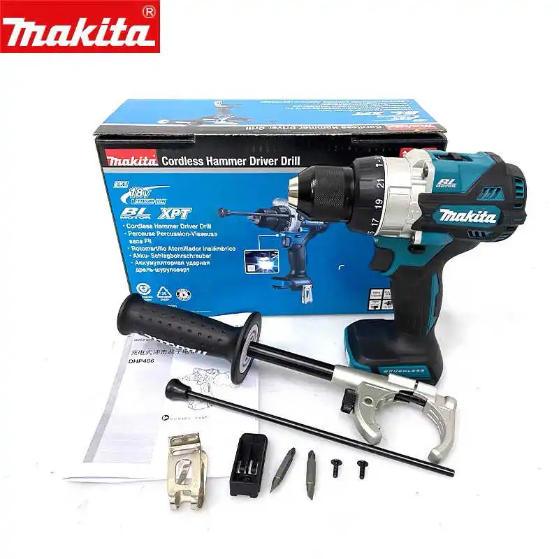 Makita DHP486 18V Lithium Battery Brushless Drill Belt Impact High-Power Multifunctional Hammer Drill Tool Only