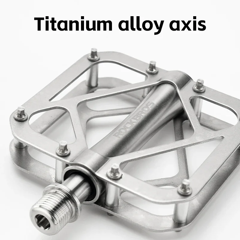 ROCKBROS Bicycle Pedals Ultralight Titanium Alloy Pedals Waterproof Sealed Anti-slip Wide Tread Flat Pedals MTB Bike Accessories