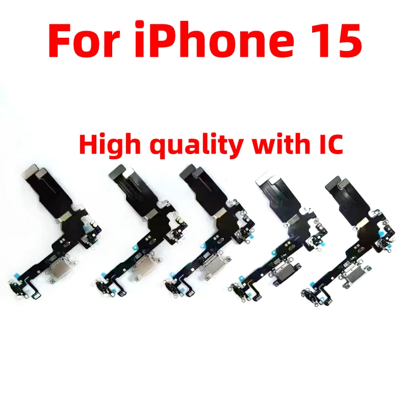 

New 1:1 with IC For iphone 15 Charging Port Flex Microphone Mini USB Charger Dock Connector Repair Replacement Parts