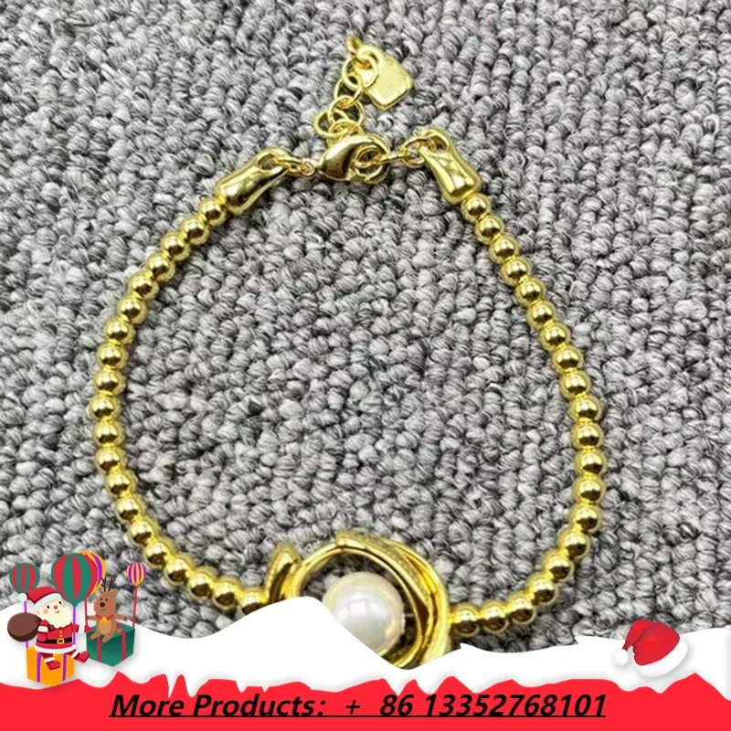 

2025 European and American fashion personality romantic crescent pearl wrapped bracelet for women's gifts