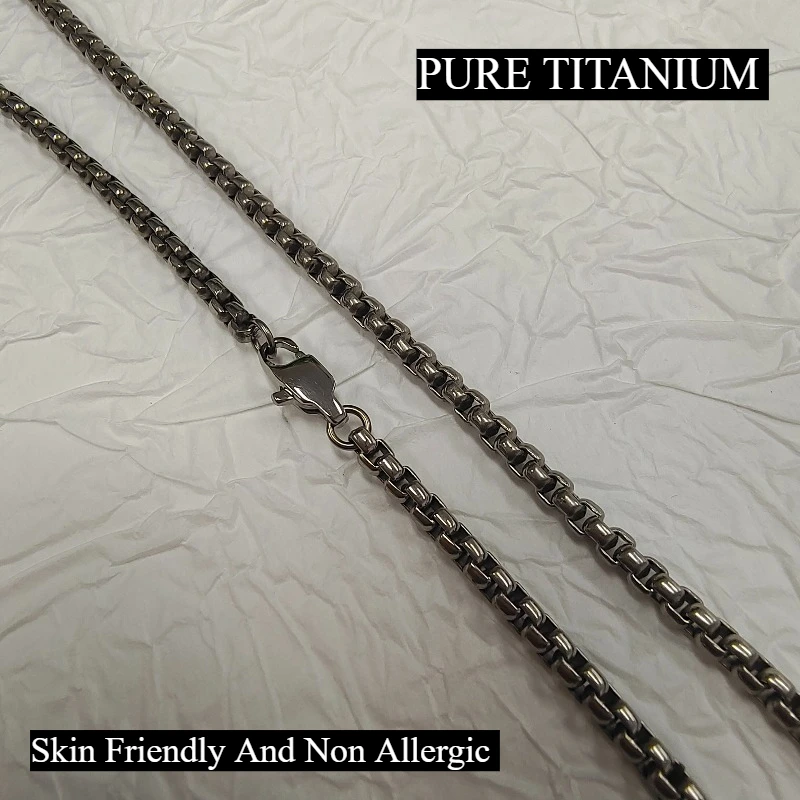 

3mm Pure Titanium Box Chain Necklace Simple Versatile Jewelry Men and Women Couples Comfort Skin Friendly Non Allergic Necklace